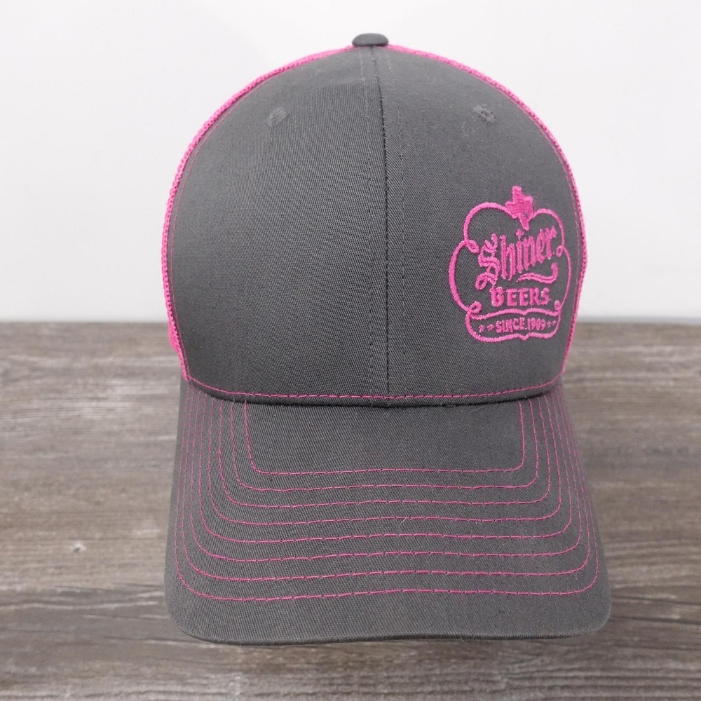 Shiner Beers Richardson Hat Cap Trucker Snap Back One Size Gray Pink Mesh